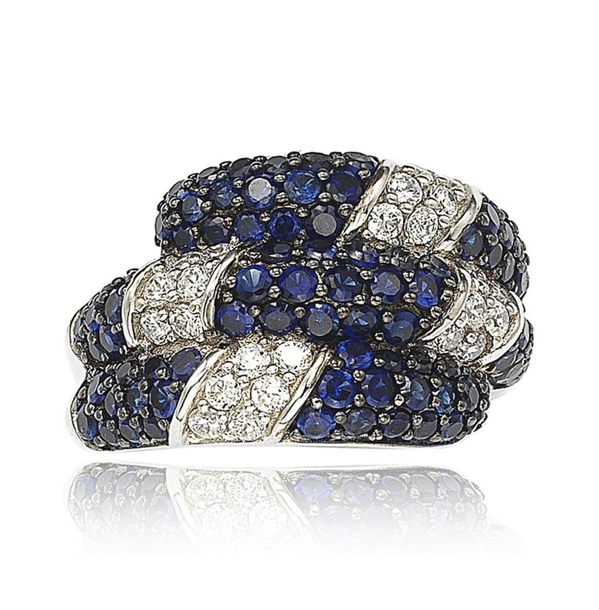 Suzy Levian New York Suzy Levian Sterling Silver Sapphire & Created White Sapphire Swirling Ring