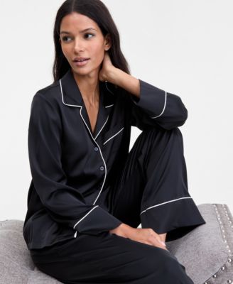 Women's Printed Satin Long Pajama Set, Macy's Exclusive