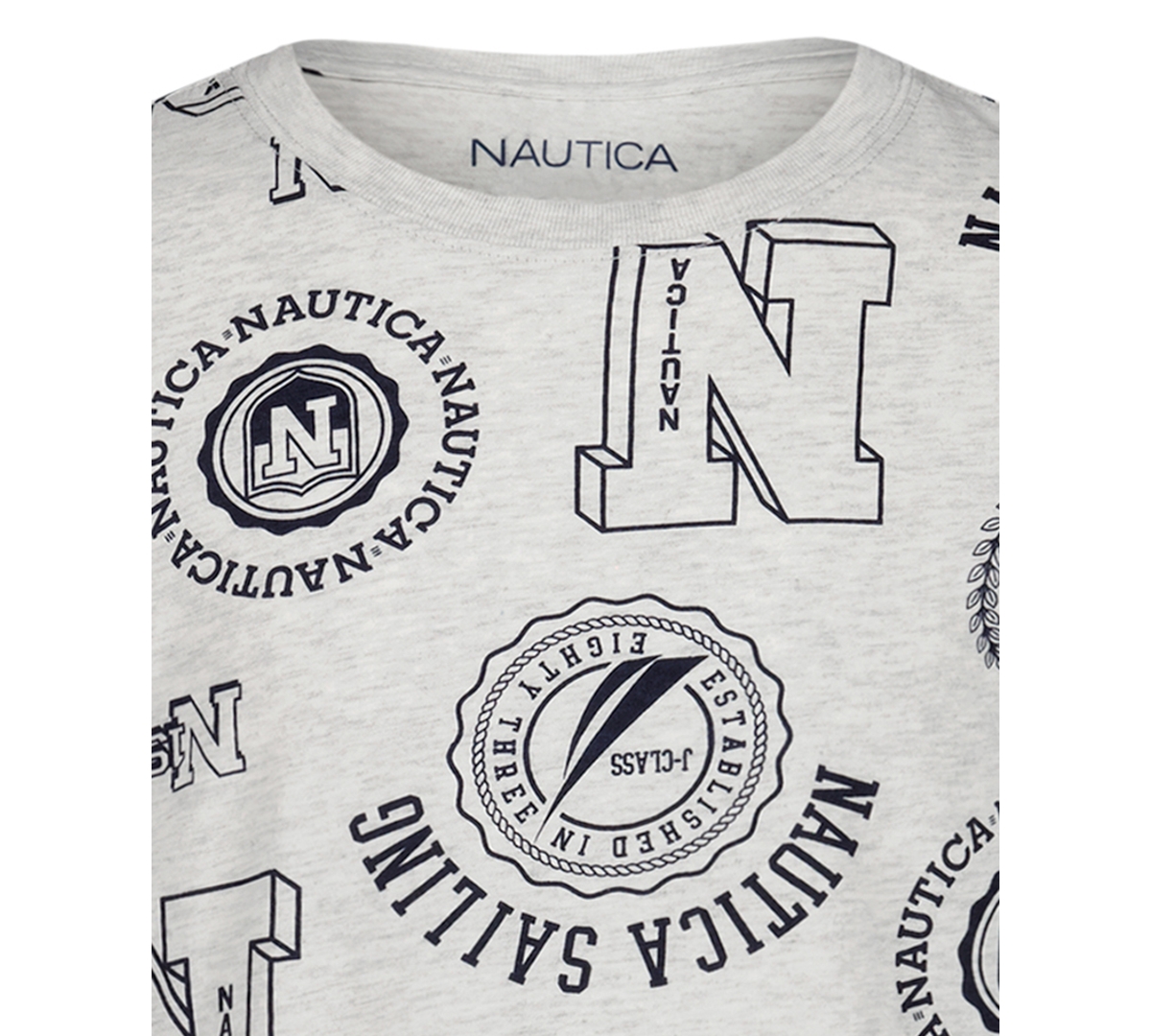 Nautica Big Boys Mixed Print Short Sleeve T-shirt In Gray
