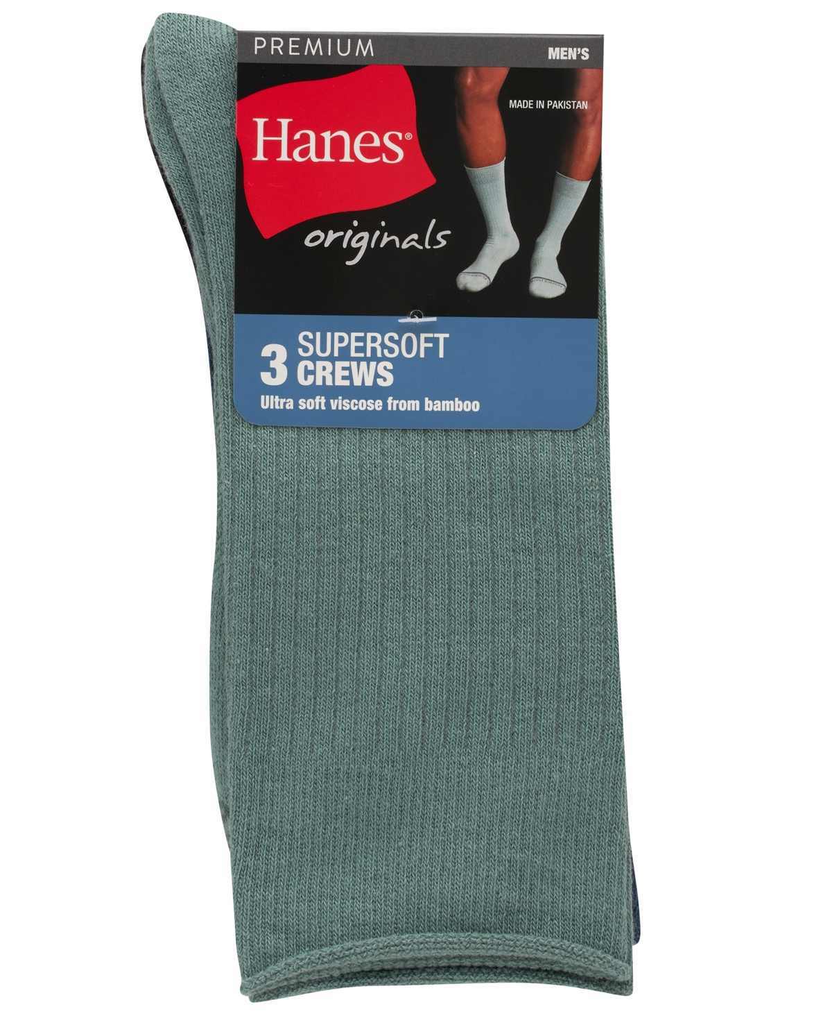 Hanes Men's Originals Premium Supersoft Crew Socks, 3-pack In Multi