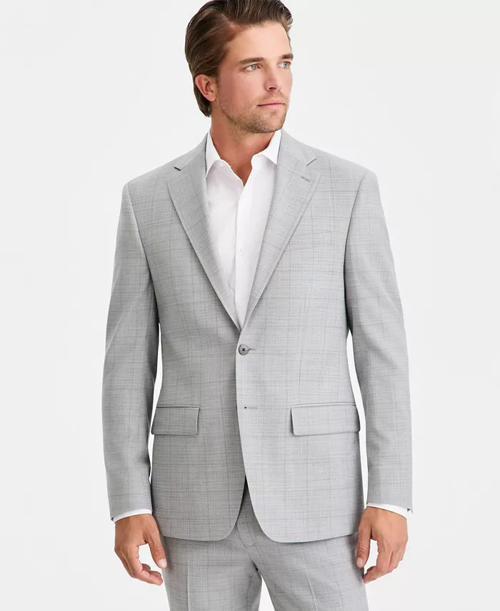 Men's Slim-Fit Wool-Blend Plaid Suit Jacket - thumbnail 5