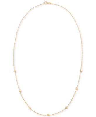 Polished Bead Singapore Link 18" Chain Necklace in 10k Yellow Gold