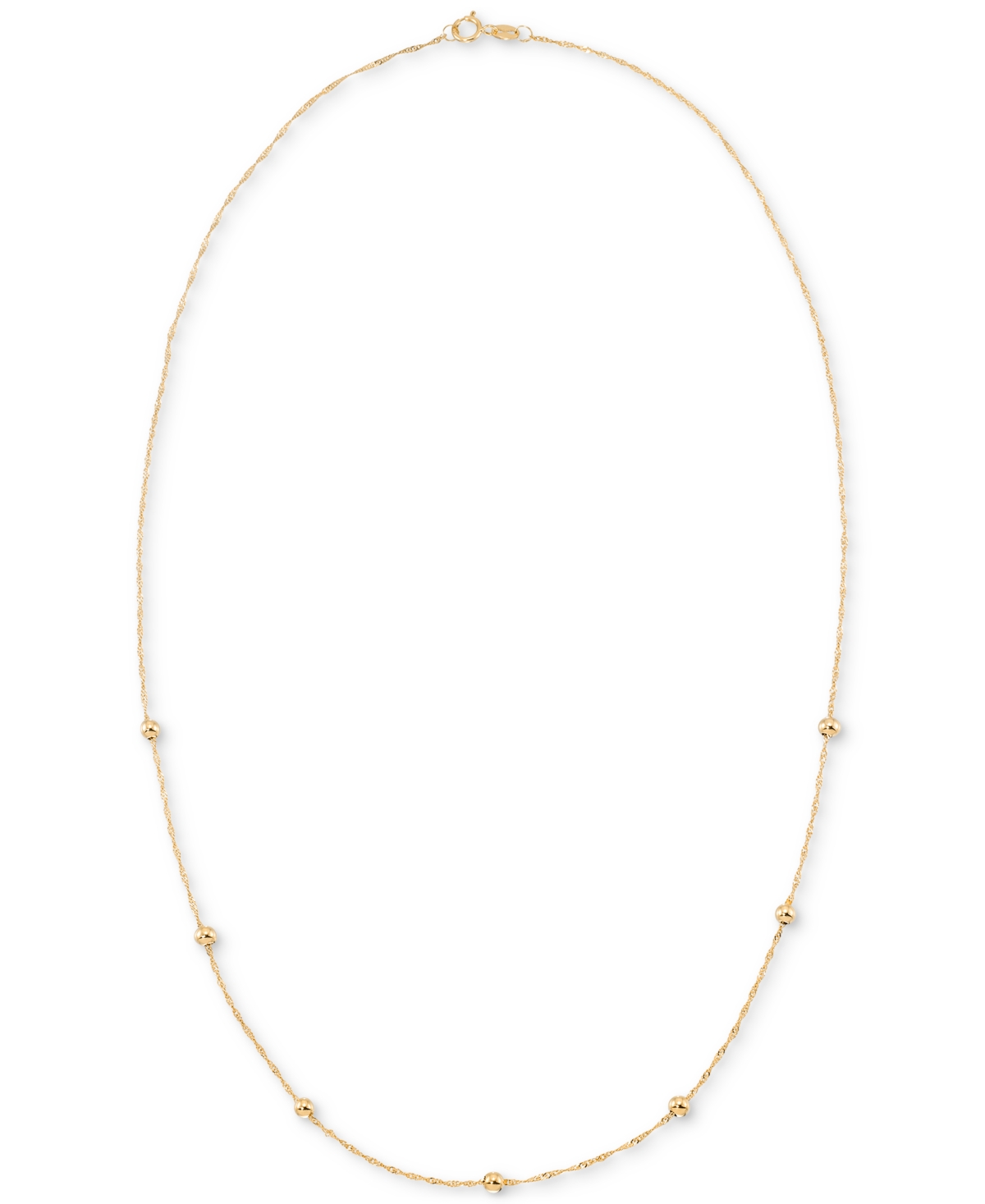 Macy's Polished Bead Singapore Link 18" Chain Necklace In 10k Yellow Gold In Gold