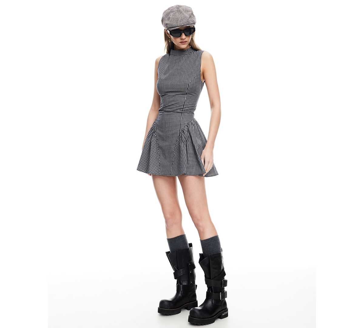 Lioness Chelsea Mini Dress Noir Check In Black