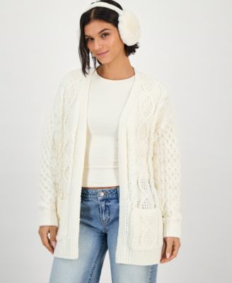 Hooked Up by IOT - Juniors' Cable-Knit Open Cardigan