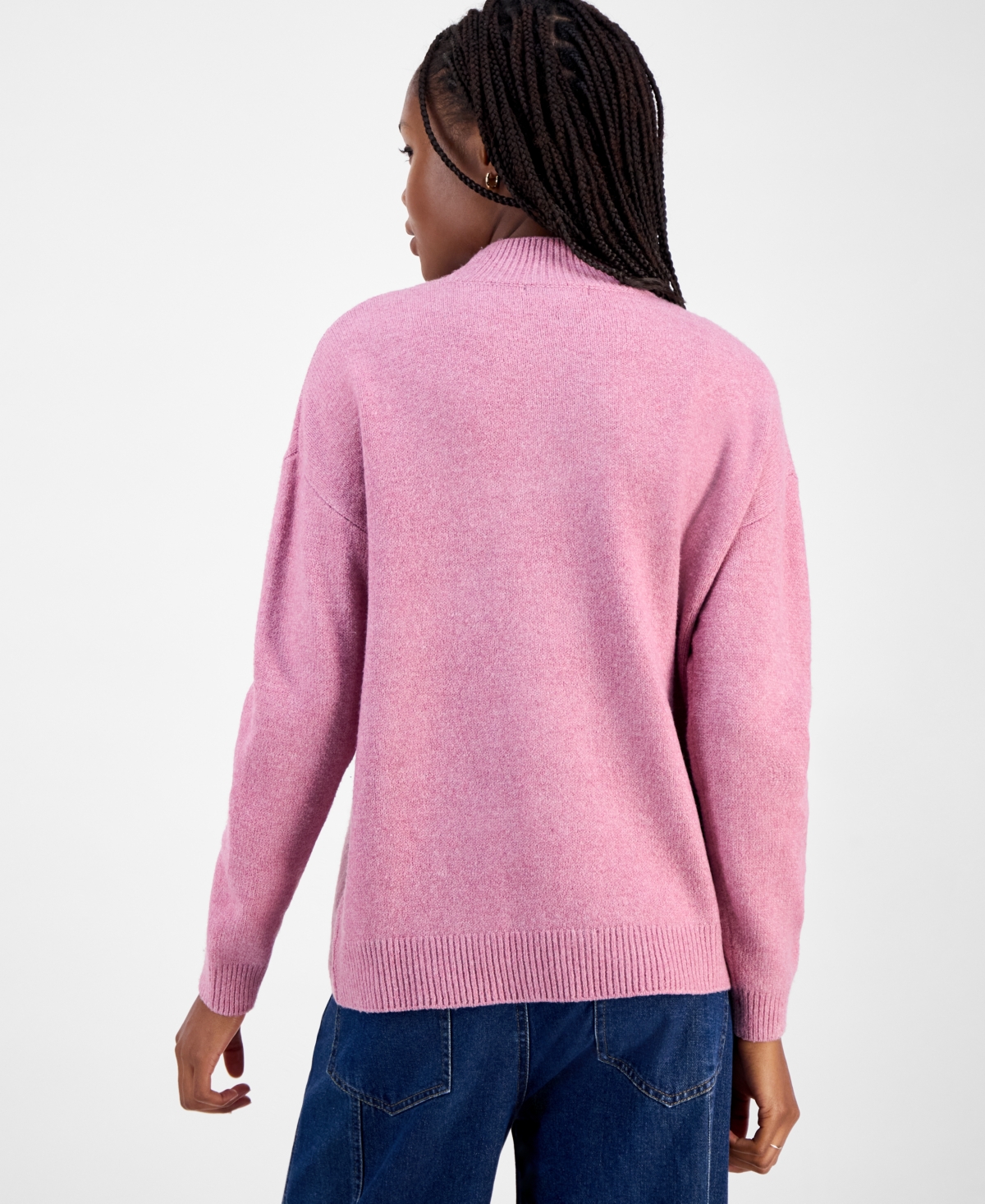Hooked Up By Iot Juniors' Verbiage Mock Neck Sweater In Pink