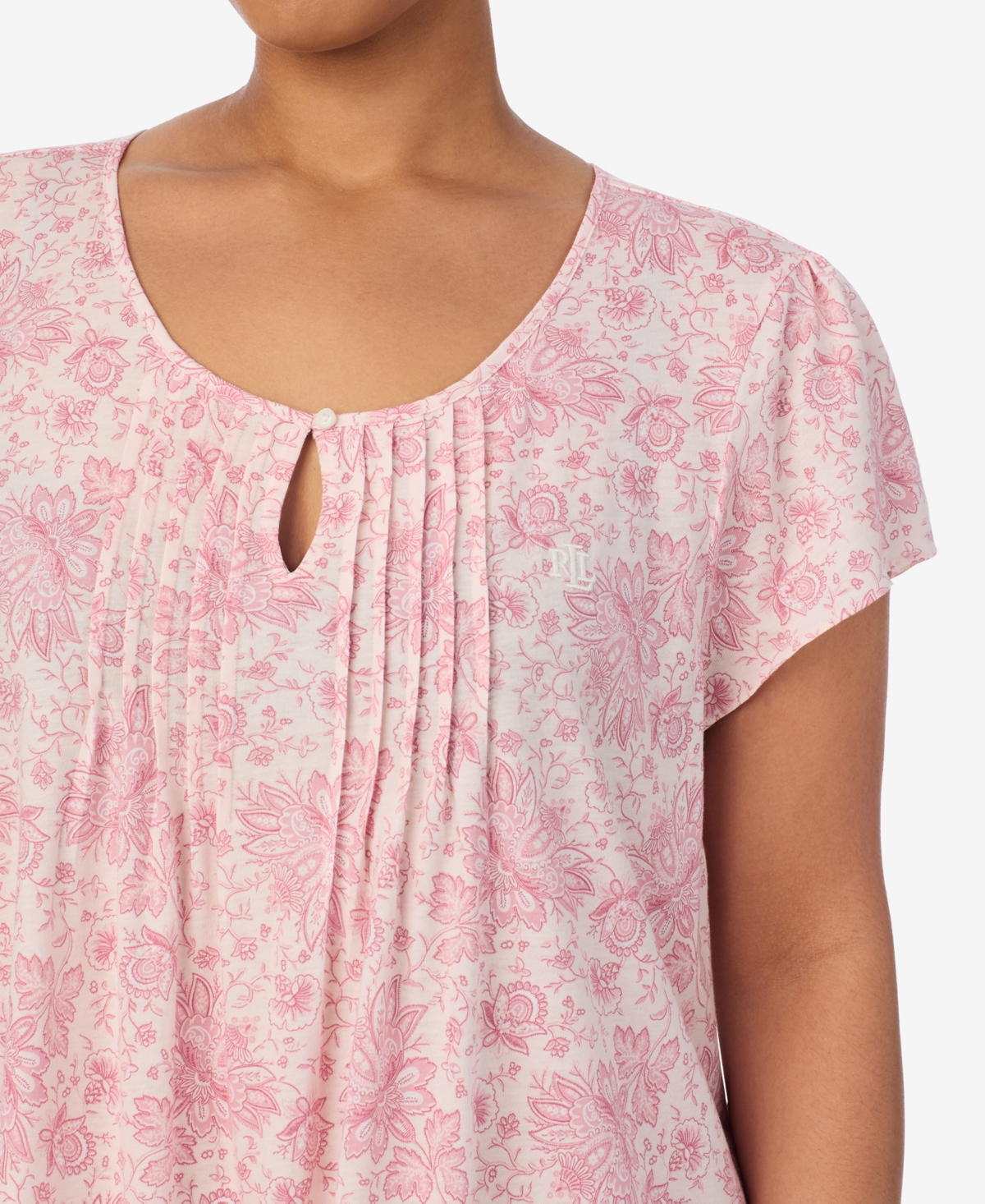 Ralph Lauren Plus Size Flutter Sleeves Ballet Nightgown In Pink