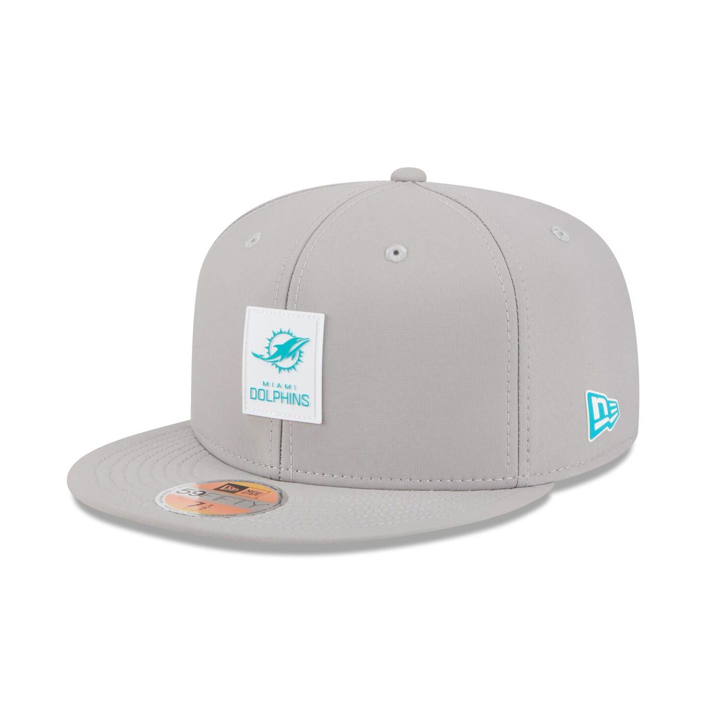 Мужская кепка New Era Gray Miami Dolphins 2025 Sideline 59FIFTY Fitted Hat — фото 1