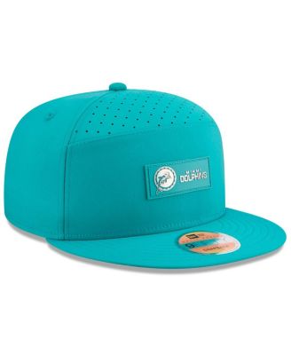 Men's Aqua Miami Dolphins 2025 Sideline Throwback Split Panel 9FIFTY Snapback Hat