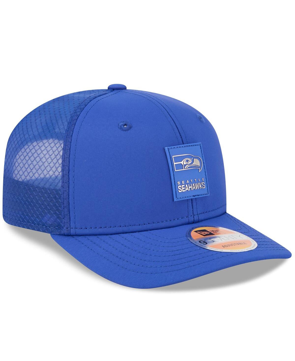New Era Men's Royal Seattle Seahawks 2025 Sideline Throwback 9seventy Trucker Adjustable Hat In Blue
