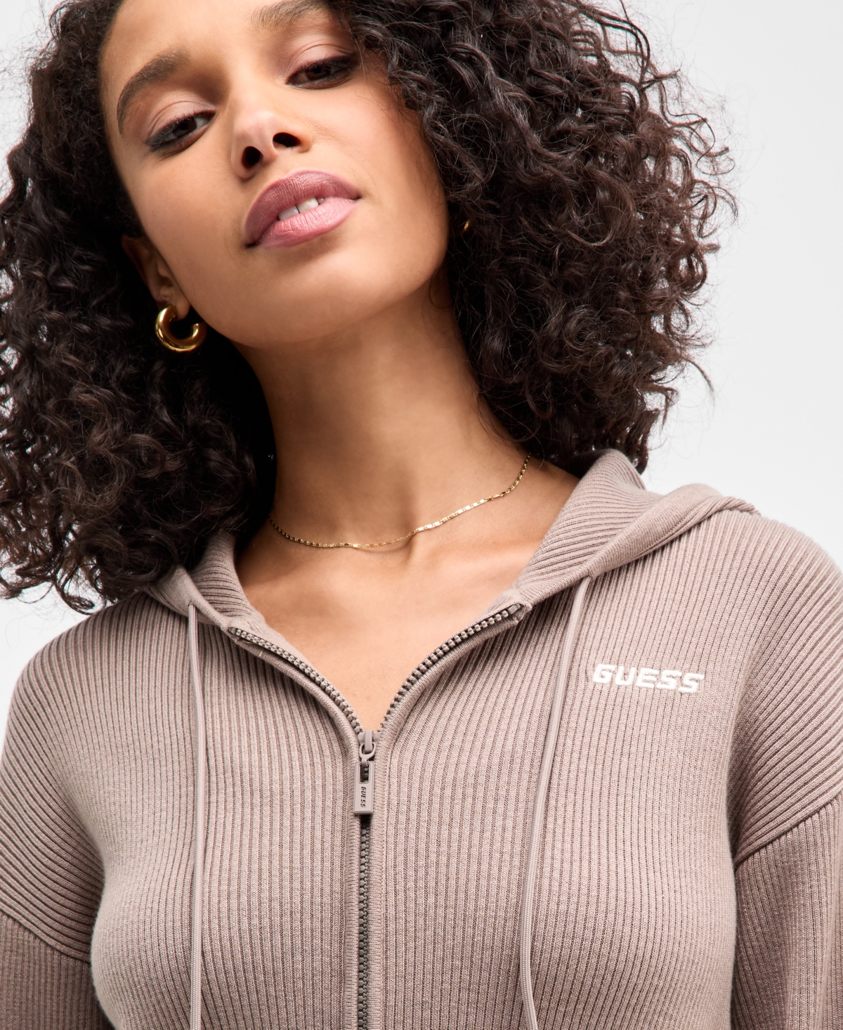 Guess Women's Flaminia Ribbed Zipped Hoodie