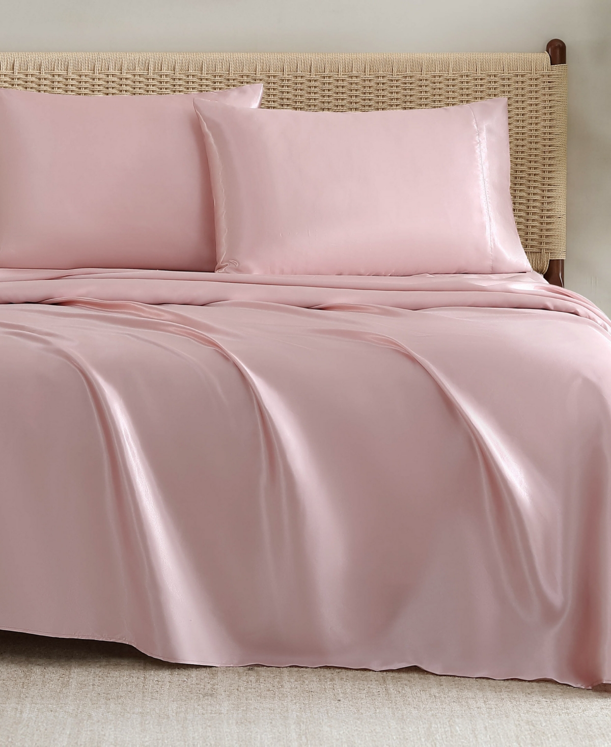 Jessica Simpson Silky Satin 4-pc. Sheet Set, Queen In Pink