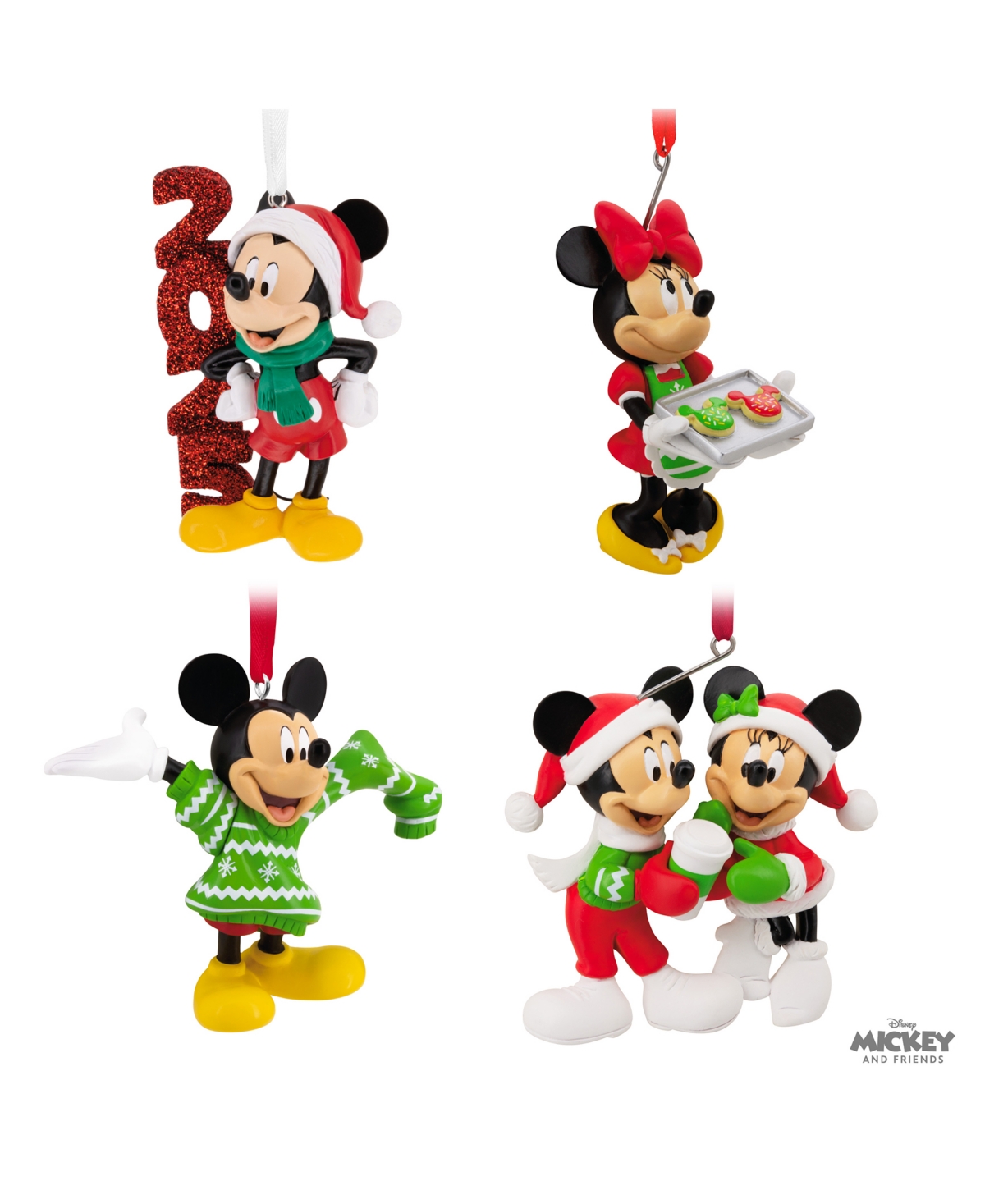 Hallmark Disney Mickey And Minnie Christmas Ornaments, Set Of 4 In Multi