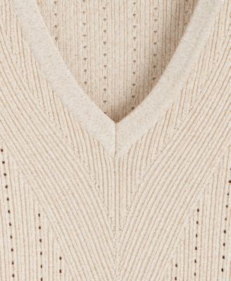 Women's Metallic-Knit V-Neck Sweater