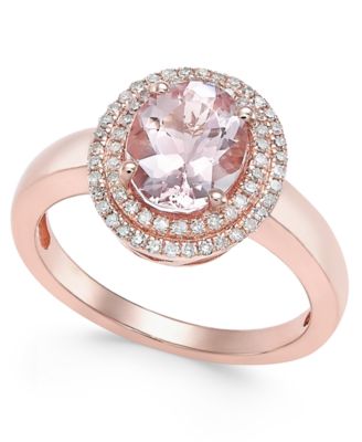 Macy's - Morganite (1-1/2 ct. t.w.) and Diamond (1/5 ct. t.w.) Ring in 14k Rose Gold