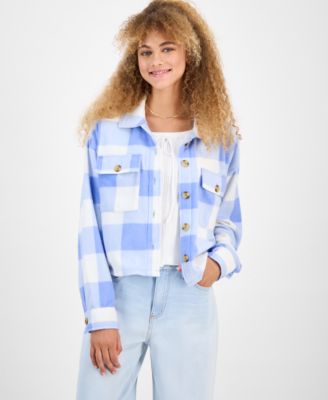 Juniors' Plaid Chest-Pocket Shacket