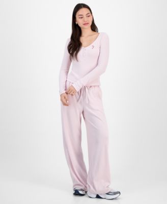 Juniors' Hacci-Knit Wide-Leg Sweatpants