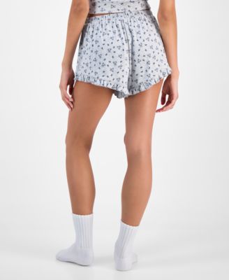 Juniors' Pointelle Ruffle-Hem Lounge Shorts
