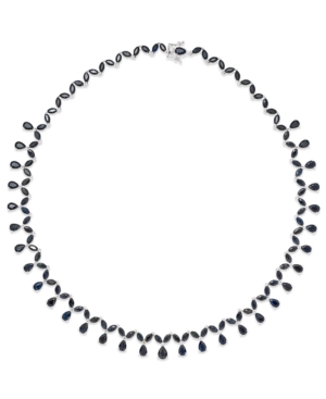 image of Black Sapphire (13 ct. t.w.) and White Topaz Accent Collar Necklace in Sterling Silver, Created for Macy-s
