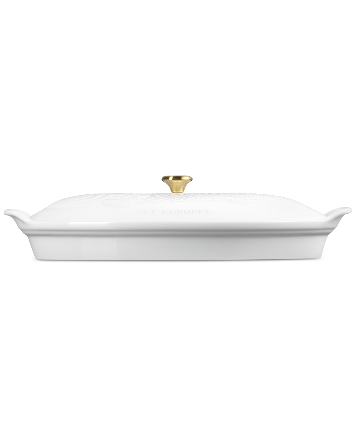 Le Creuset Stoneware Heritage 1.7 Qt. Fish Baker With Cover In White