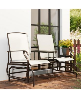 2-Person Outdoor Glider Bench with Center Table,