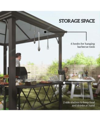 8.3ft Outdoor Double-tier Grill Canopy BBQ Gazebo with 2 Shelves