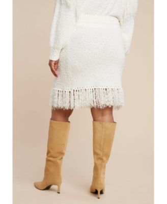 Women's Plus Size Looped Fringe Sweater Mini Skirt