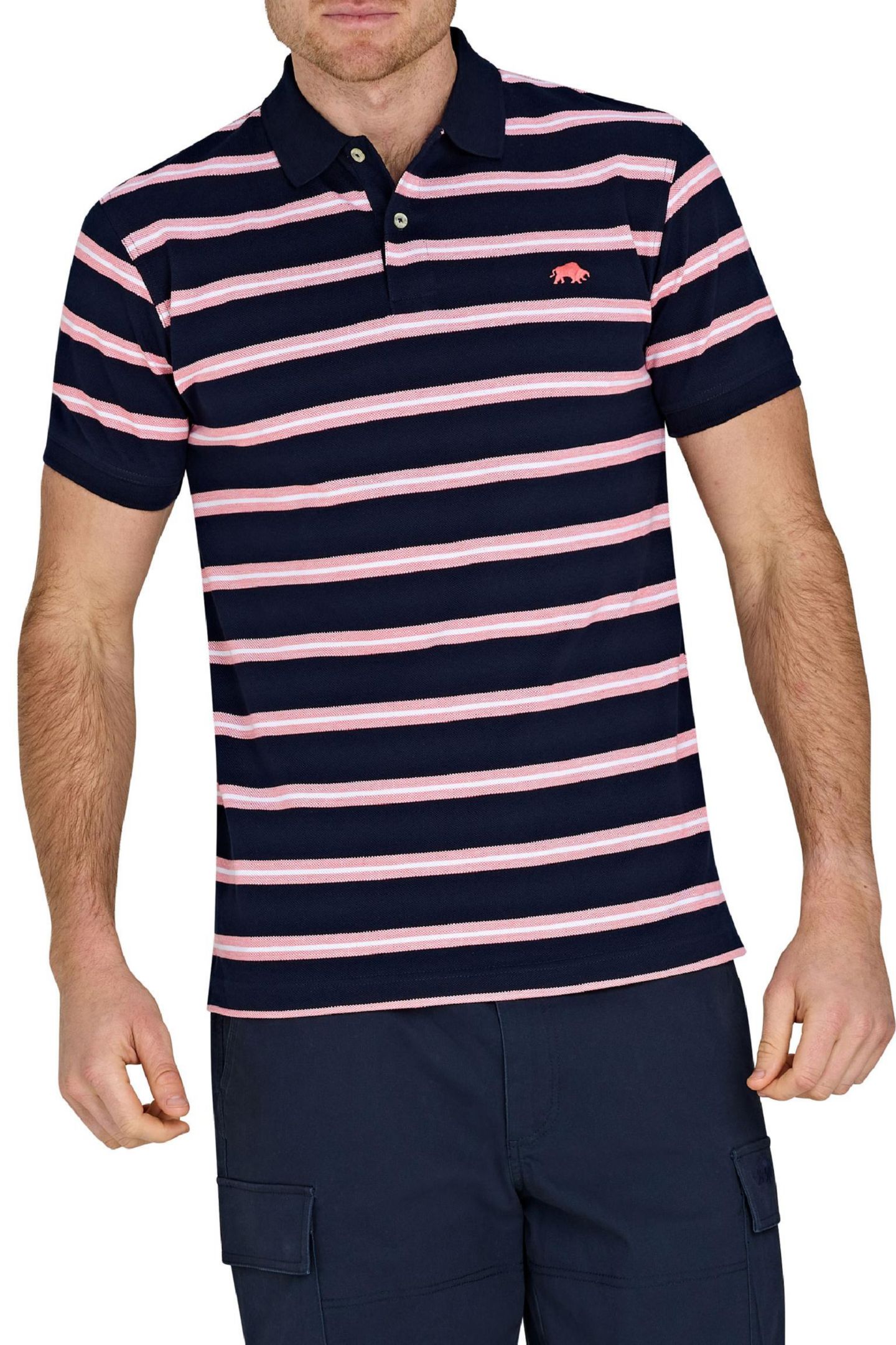 Мужские поло Raging Bull Trio Stripe Polo, цвет: Тёмно-синий — фото 7
