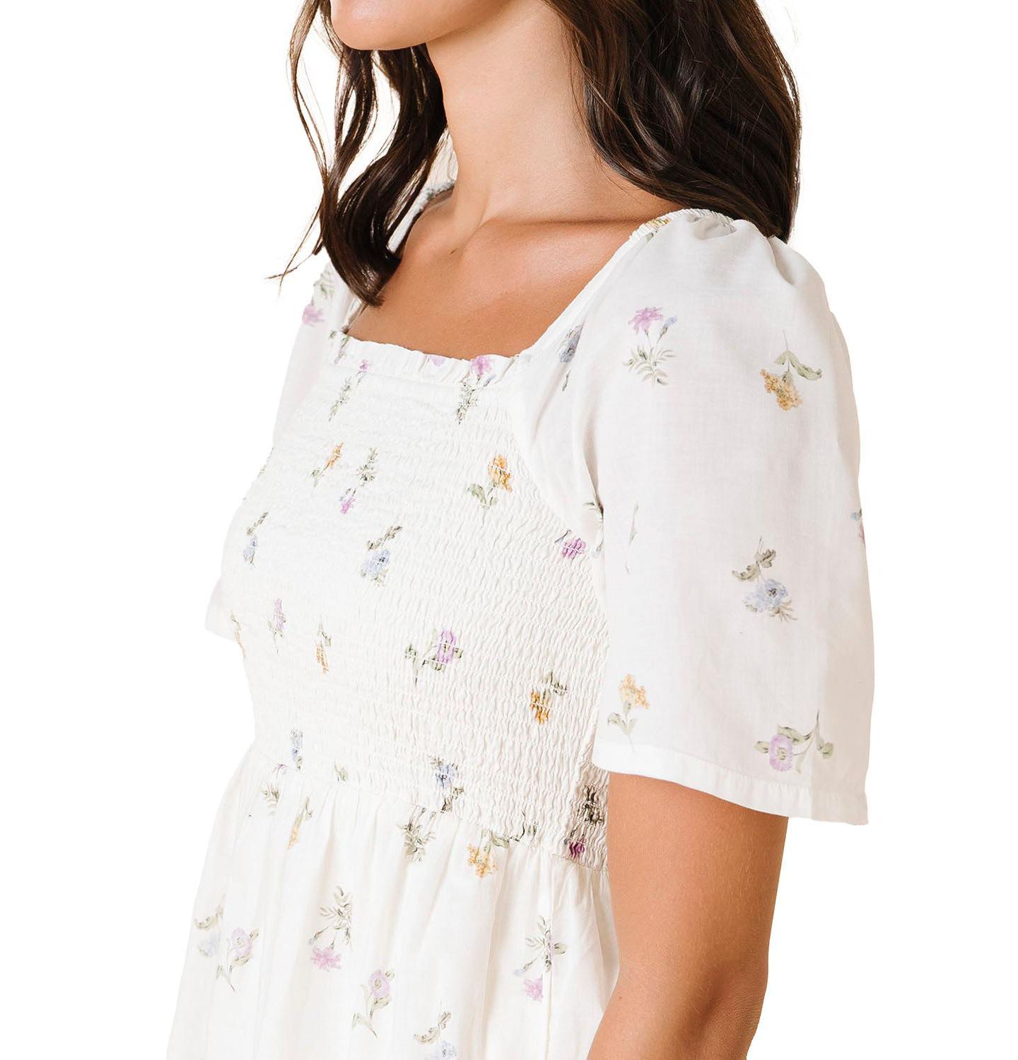 Женское платье Hope & Henry Organic Bell Sleeve Smocked, цвет: С принтом — фото 3