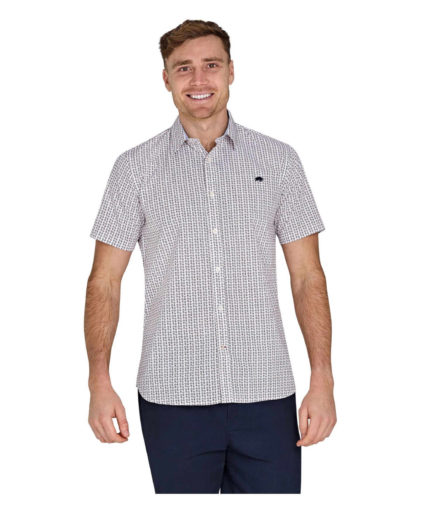Мужская рубашка Raging Bull Short Sleeve Flower Cotton Poplin, цвет: Белый — фото 3