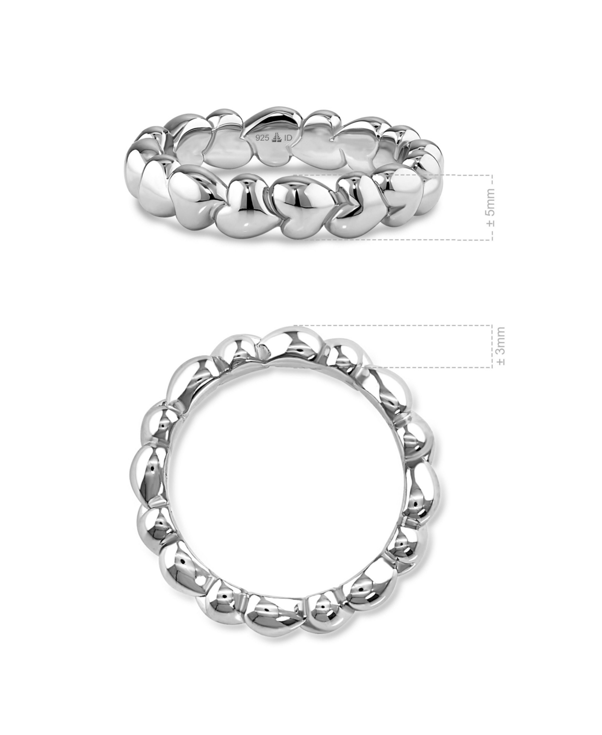 Devata Sweet Heart Eternity Band Ring in Sterling Silver