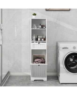 CASAINC 1Pc MDF Tilt-Out Design, One Compartment, Drawer & Moisture-Resistant Finish Laundry Cabinet