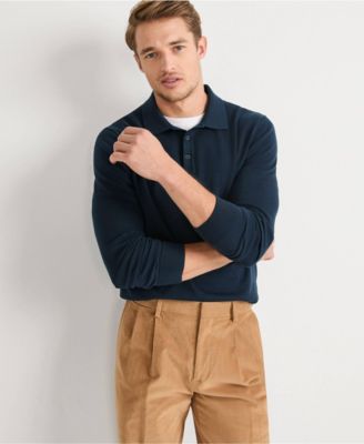 Men's Long Sleeve Cotton Sweater Polo