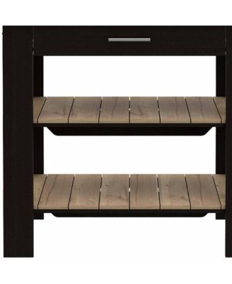 Wooden Kitchen Island Table with Drawer and 2 Storage Shelves for Meal Prep