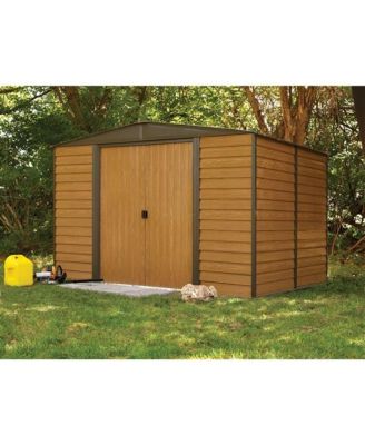 Outdoor Steel Storage Shed with Woodgrain Finish for Garden and Yard Storage