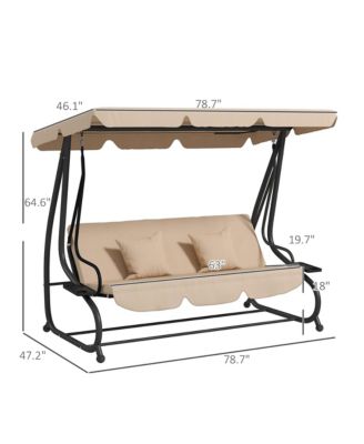 3-Seat Outdoor Patio Swing Chair with Adjustable Canopy,
