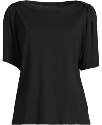 Women's Elbow Sleeve Supima Cotton Boatneck T-Shirt