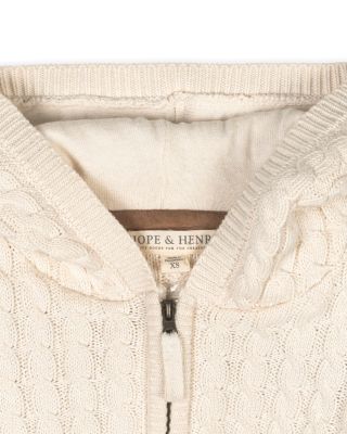 Boys Organic Long Sleeve Full Zip Hooded Sweater with Elbow Patches