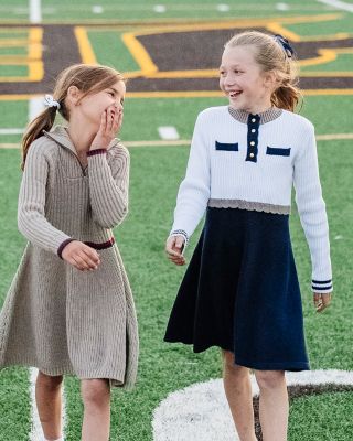 Little and Big Girls' Organic Mock Neck Henley Sweater Dress