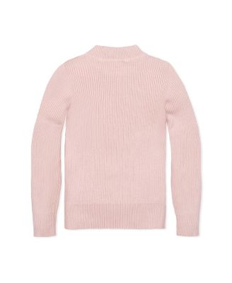 Little and Big Girls' Organic Long Sleeve Mock Neck Sweater with Gold Buttons