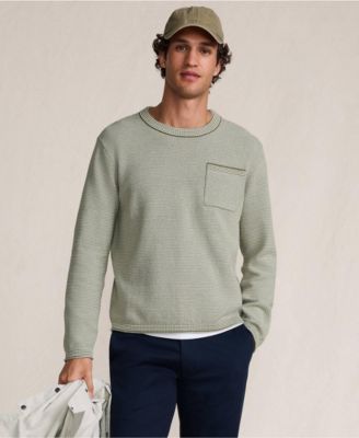 Men's Long Sleeve Textured Cotton Crewneck Sweater