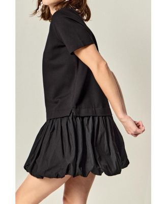 Women's BUBBLE MIXED MEDIA MINI DRESS