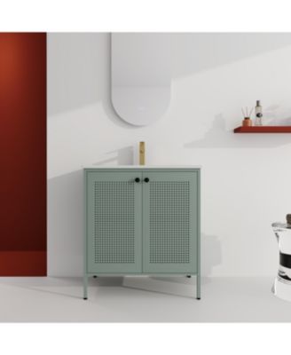 30" Freestanding Bathroom Vanity with Ceramic Sink and Storage Cabinet