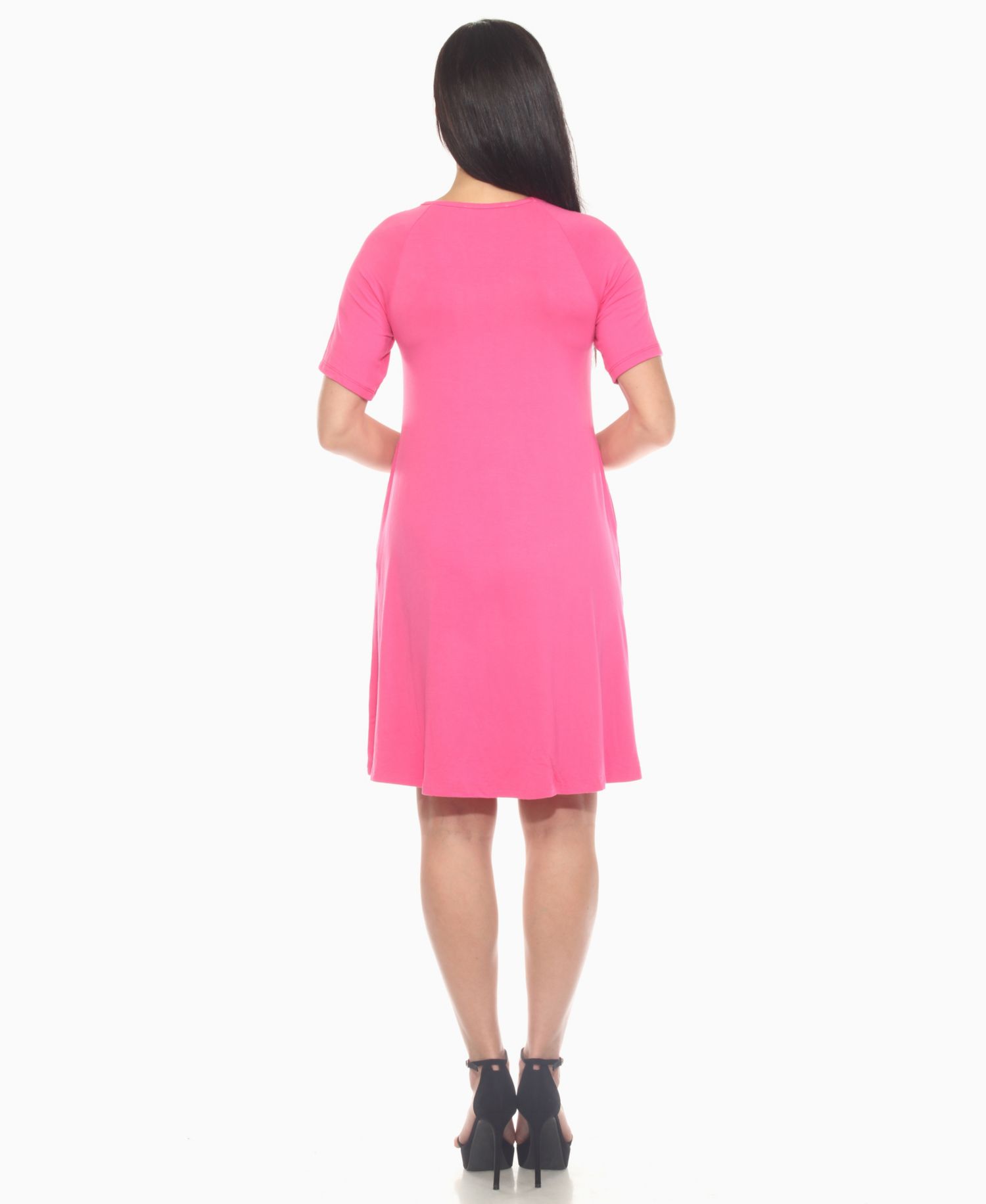 Plus Size Short Sleeve Crisscross Neck A-Line Dress
