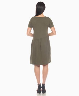 Women's Asymmetrical Waist and Short Sleeve Swing Dress
