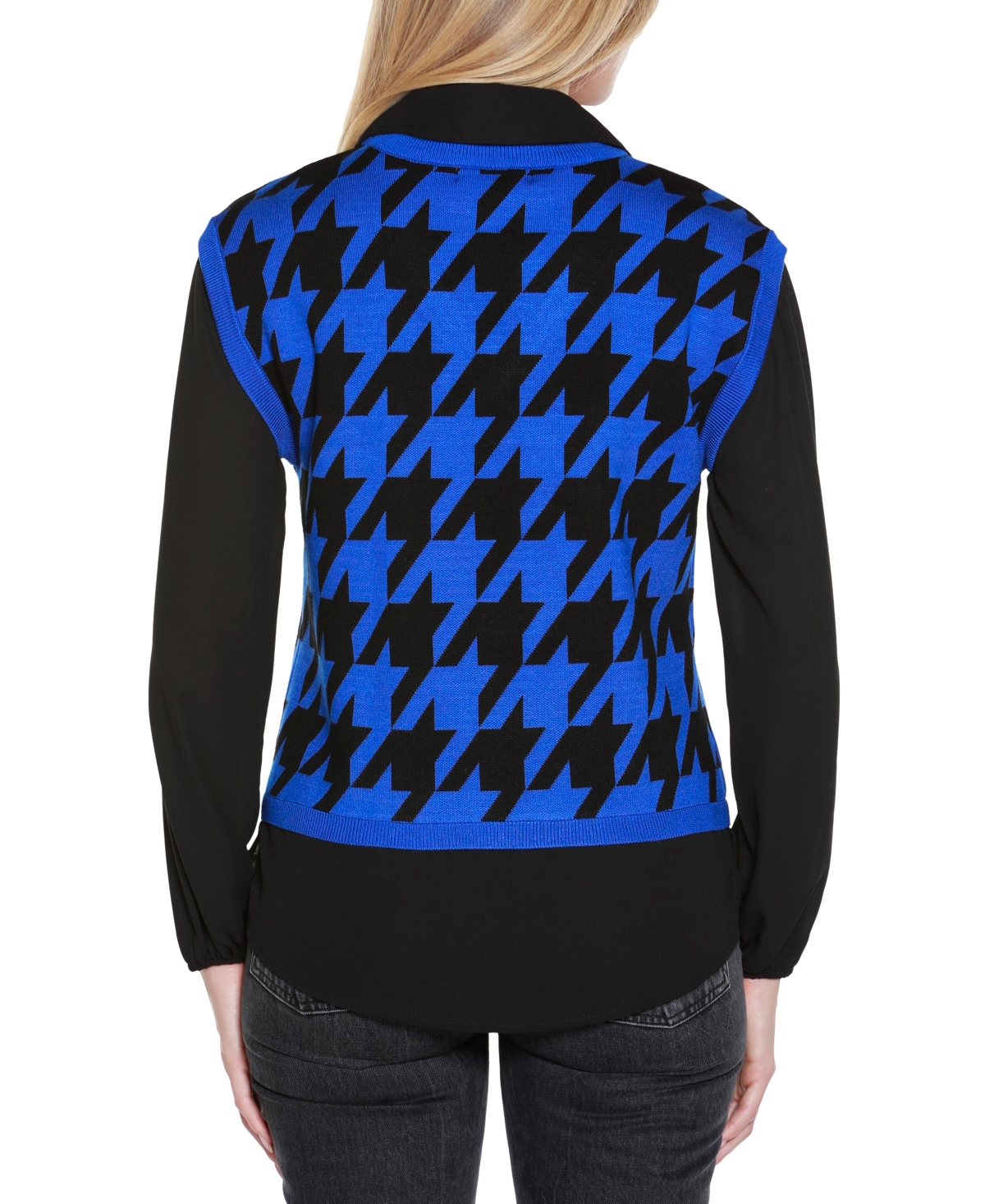 Belldini Women's Houndstooth Two-fer Sweater In Multi