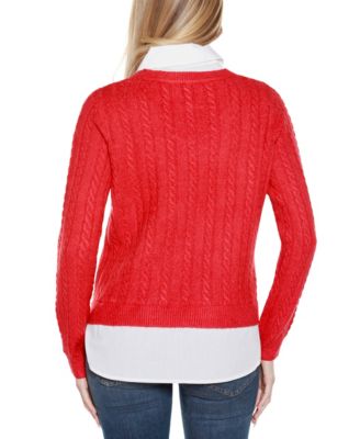 Women's Bow-Trim Two-Fer Sweater