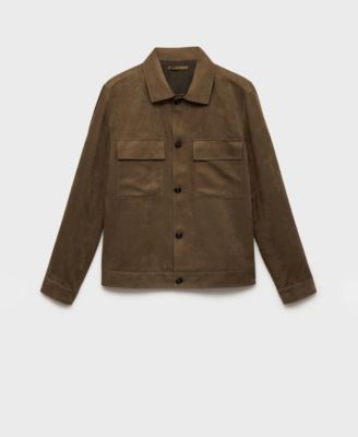 Men's Suede Leather-Effect Overshirt