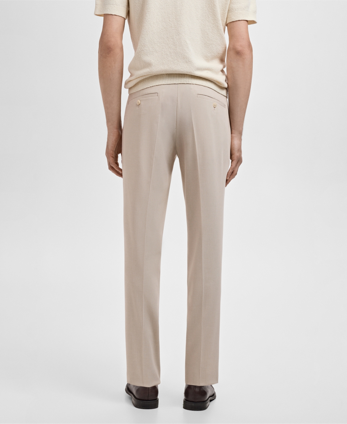 Mango Slim Fit Flat Front Pants In Neutral