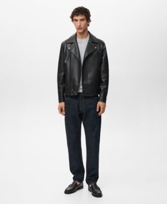 Men's Leather-Effect Biker Jacket